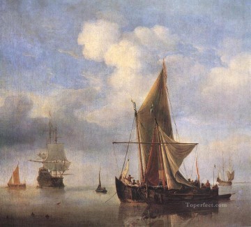 Paisajes Painting - Mar tranquilo marino Willem van de Velde el joven barco paisaje marino